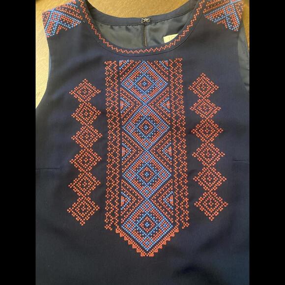 J. Crew Navy Embroidered Shift Dress - Picture 13 of 13